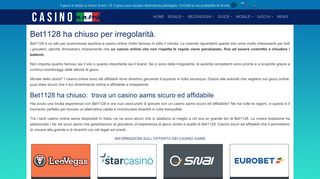 
                            8. Bet1128 Casino, Scommesse - Perchè ha chiuso, migliori alternative