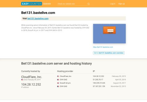 
                            7. Bet131.bastelive.com server and hosting history