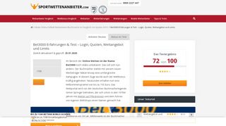 
                            11. Bet3000 Erfahrungen & Test - Login, Quoten, Wettangebot und Limits