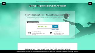 
                            11. Bet365 Bonus Code February 2019: Enter BETMAX365 in Australia