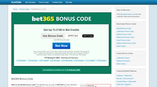 
                            11. Bet365 Bonus Code - Sign Up Promo Codes for March 2019 - AceOdds