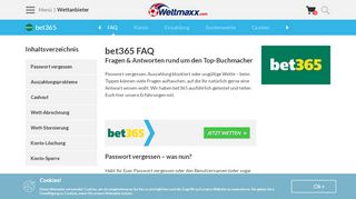 
                            4. bet365 FAQ - die wichtigsten Fragen & Antworten - Wettmaxx.com