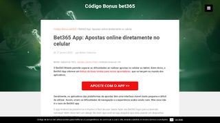 
                            4. Bet365 Mobile: Apostas online diretamente do app - Código Bonus ...