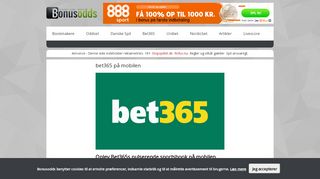 
                            9. bet365 på farten. Læs alt om deres mobil-app lige her - Odds Bonus