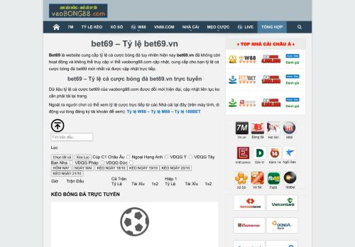 
                            2. BET69 - TỶ LỆ cá cược bóng đá BET69.VN trực tuyến - 1gom