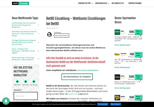 
                            9. Bet90 Einzahlung - Wettkonto Einzahlungen bei Bet90