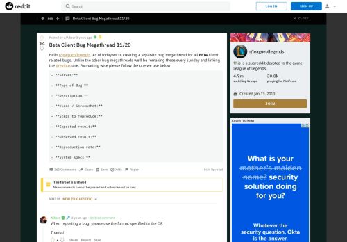 
                            13. Beta Client Bug Megathread 11/20 : leagueoflegends - Reddit