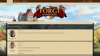 
                            2. Beta server access? | Forge of Empires Forum