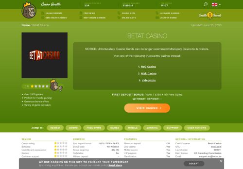 
                            8. • BETAT Casino Review - A Good Real Money Gaming Option?