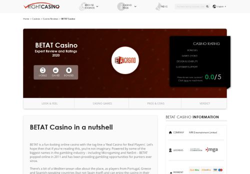 
                            11. BETAT Casino Review | Expert & User Ratings - RightCasino.com
