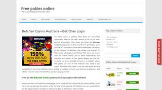 
                            7. Betchan Casino Australia - Mobile games, login, no deposit bonus ...