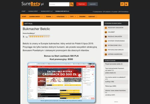 
                            12. Betclic w Polsce: Opinie, Bonus • Bukmacherzy A-Z • SureBety.pl