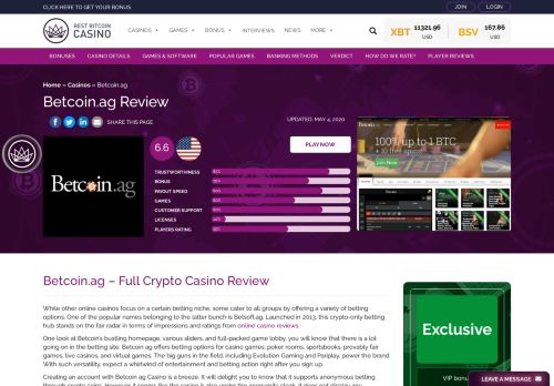 
                            6. Betcoin.ag Review, Games & Ratings Best Bitcoin Casino