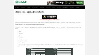 
                            1. Betcolony Nigeria Prediction - Betdido