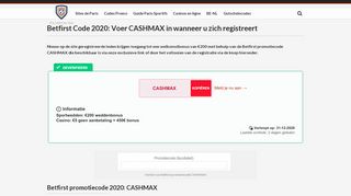 
                            6. Betfirst PromotieCode 2019: CASHMAX (€200 bonus + €5 gratis)