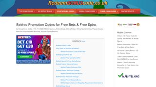 
                            6. Betfred Free Bets & Free Spin Promo Codes Feb 2019
