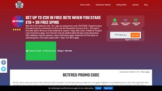 
                            13. Betfred Promo Code 2019 | Bet £10 Get £30 + 30 ... - Bonus Code Bets