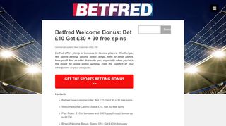 
                            9. Betfred Welcome Bonus: Bet £10 Get £30 + 30 free spins – Betfred ...