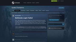 
                            1. Bethesda login failed. :: Quake Champions ... - Steam Community