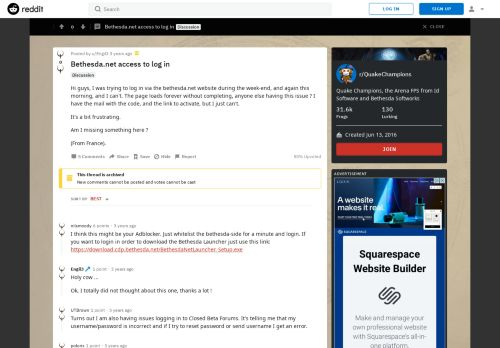
                            7. Bethesda.net access to log in : QuakeChampions - Reddit