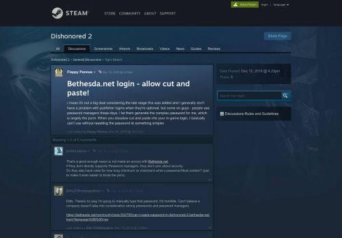 
                            8. Bethesda.net login - allow cut and paste! :: Dishonored 2 General ...