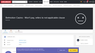 
                            9. Betmotion Casino - Won't pay, refers to not-applicable clause ...