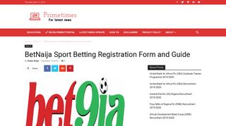 
                            6. BetNaija Sport Betting Registration Form and Guide - Prime Time News