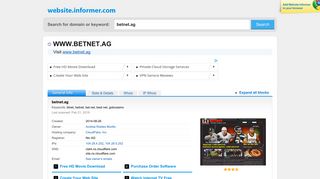 
                            6. betnet.ag at Website Informer. betnet.ag. Visit Betnet.