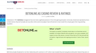 
                            12. BetOnline.ag Casino Review & Ratings | Allstar Gambling USA 2019