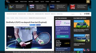 
                            9. BetRally £/$/€5 no deposit free bet (Expired) | BetAndSkill