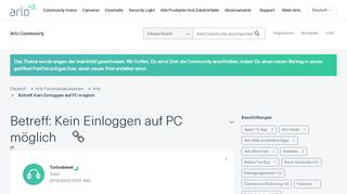 
                            3. Betreff: Kein Einloggen auf PC möglich - Arlo Communities