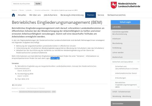 
                            8. Betriebliches Eingliederungsmanagement (BEM) — Niedersächsische ...