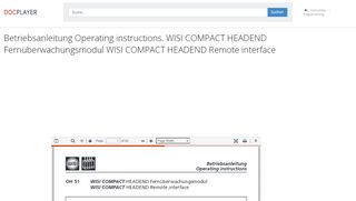 
                            13. Betriebsanleitung Operating instructions. WISI COMPACT HEADEND ...