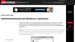 
                            13. Betriebssystem-Tipp: Administratorkonto bei Windows 7 aktivieren ...