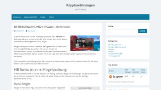 
                            4. BETRUGSWARNUNG: HBSwiss - Rezension | Binäre Optionen