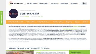 
                            6. Betspin Casino - Get $400 + 150 free spins today - Casinos.co