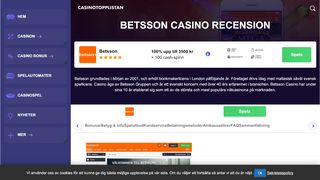 
                            9. Betsson Casino recension - casino och odds under samma tak