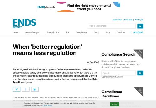 
                            12. Better regulation? | Login | The ENDS Report
