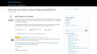 
                            11. Better signup error messages – Customer Feedback for Microsoft Azure