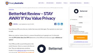 
                            10. BetterNet Review - STAY AWAY If You Value Privacy - Best VPN