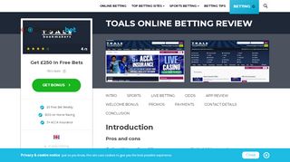 
                            13. Betting: Toals - Betting Site/App Review + Bonus Offers - Compare.Bet