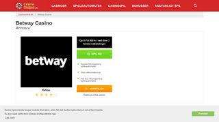 
                            12. Betway Casino - Få op til hele 10.000 kroner i velkomstbonus!