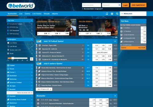 
                            5. Betworld Sportwetten | Online wetten bei Betworld