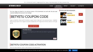 
                            11. BetYetu Coupon Code February 2019 | 100% up to 100 GHC