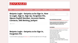 
                            5. BetYetu Login: My Account, betyetu.co.ke Sign in, Forgot Pin, Mpesa ...