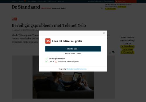 
                            12. Beveiligingsprobleem met Telenet Yelo (Brussel) - De Standaard