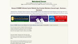 
                            7. Beware Of MMM! Ultimate Cycler Website Has Crashed, Members Cannot ...