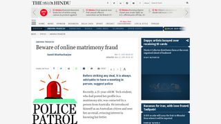 
                            10. Beware of online matrimony fraud - The Hindu