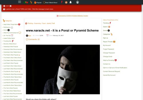 
                            10. Beware of www.naracle.net - it is a Ponzi or Pyramid Scheme