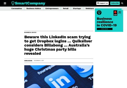 
                            9. Beware this LinkedIn scam trying to get Dropbox logins ... Quiksilver ...